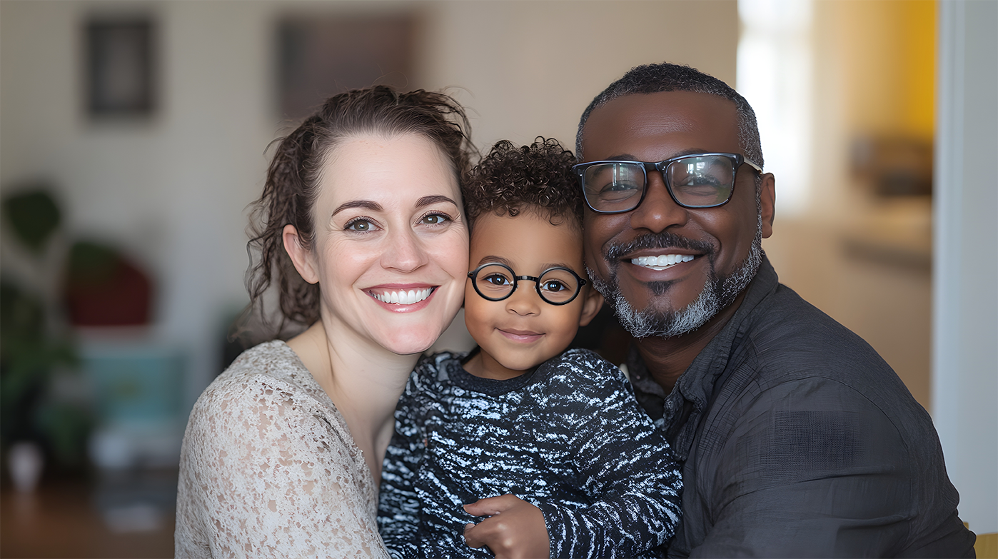 nice family wearing glasses